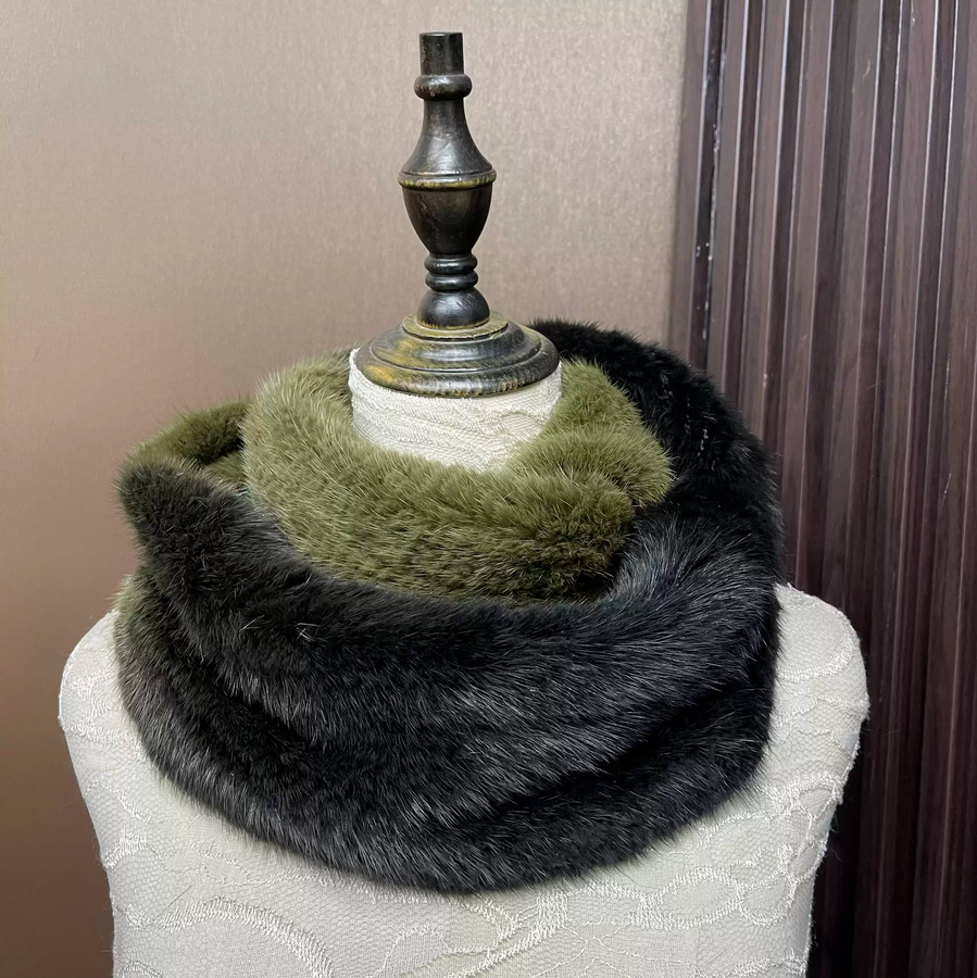 Infinity Scarf Knit - Ombre Color Genuine Mink Fur Scarf