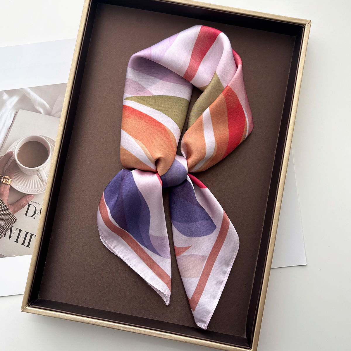 Scarf Silk Square - Design Print Women Silk Imitation Scarf