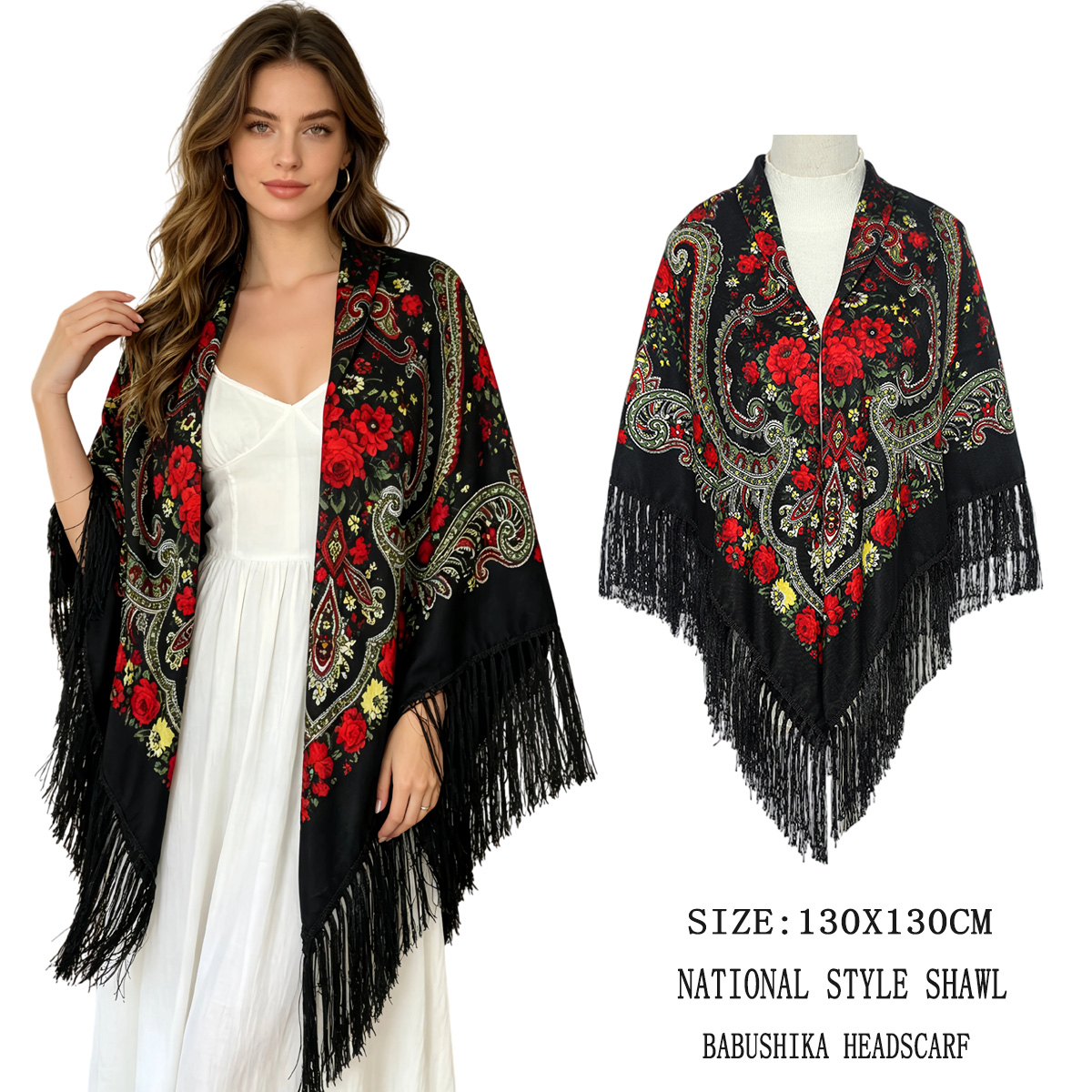 Woven Scarf Blanket - 130cm New Russian Square Scarf for