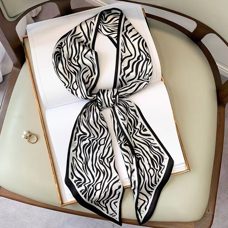 Silk Tie Striped - Luxury Zebra Print Silk Square Scarf