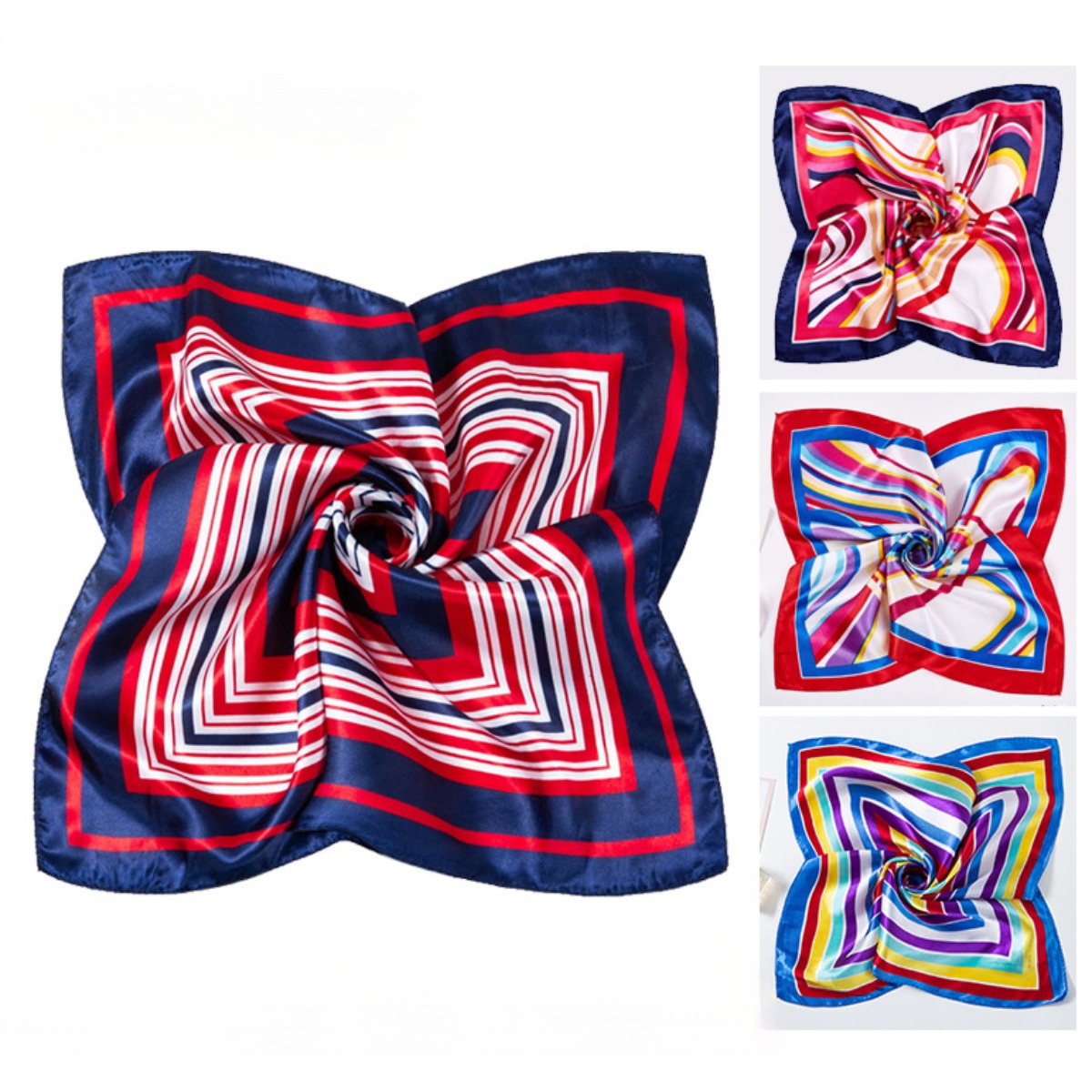 Ascot Neck Scarf - 50*50cm Square Silk Scarves Scarf Women's
