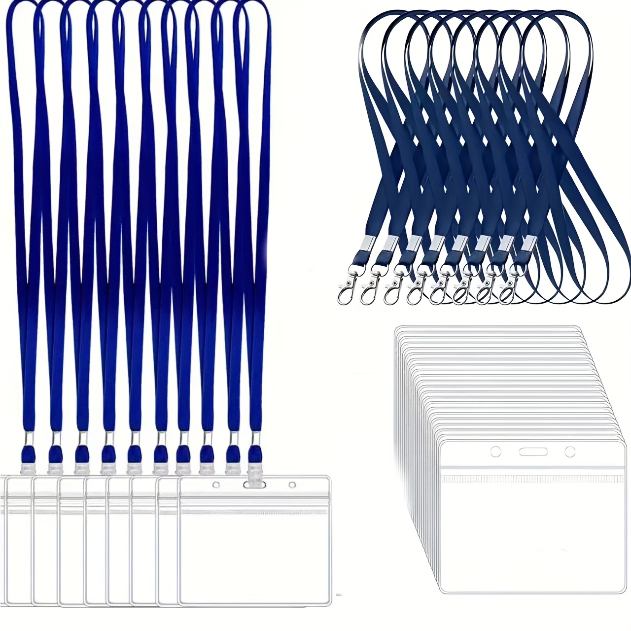 Lanyard Badge Holder - 10 sets Transparent PVC ID Card