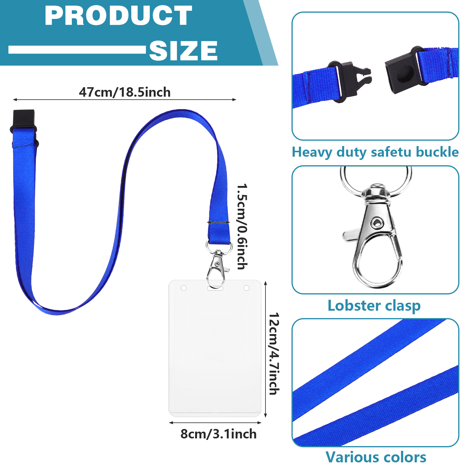 Lanyard Badge Holder - 24 Pack Colorful Lanyards With 24