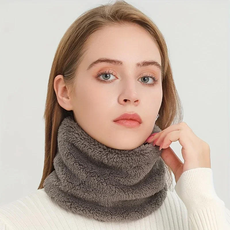 Infinity Scarf Knit - Windproof Plush Infinity Scarf Solid Color