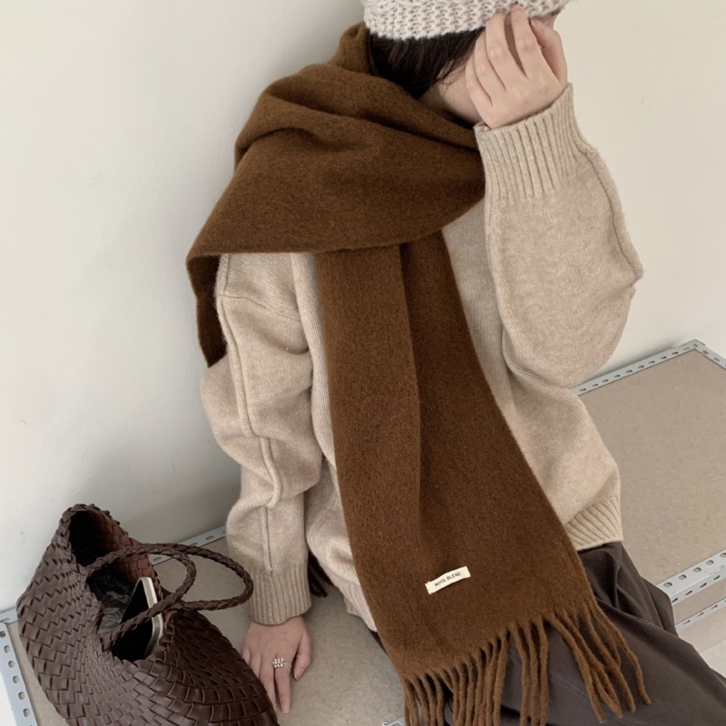Muffler Men Wool - Korean Version Chic Solid Tassel Scarf