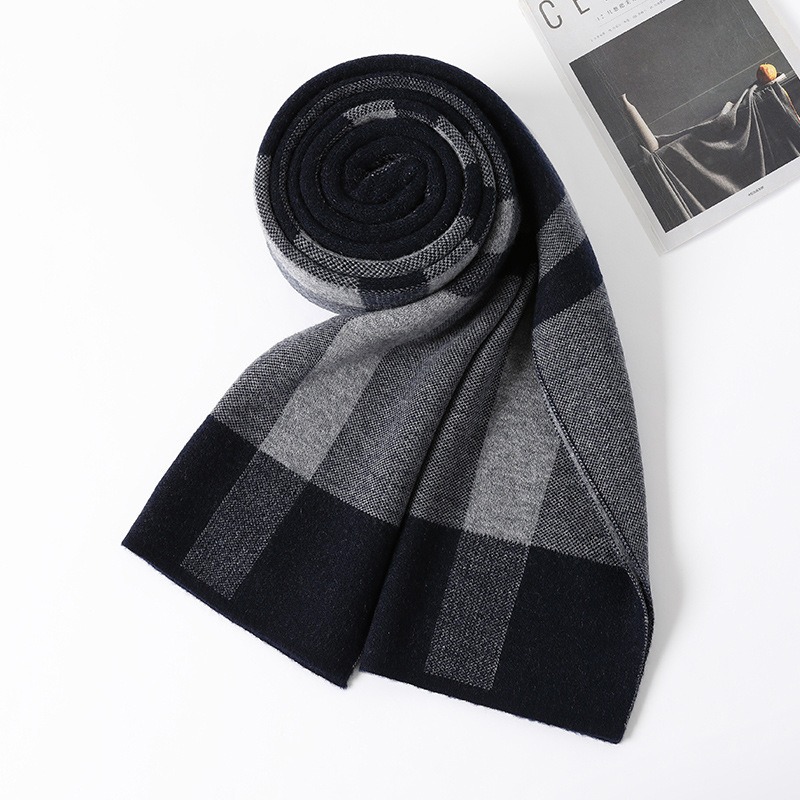 Muffler Men Wool - Luxury Scarf Man Winter Warm Wool