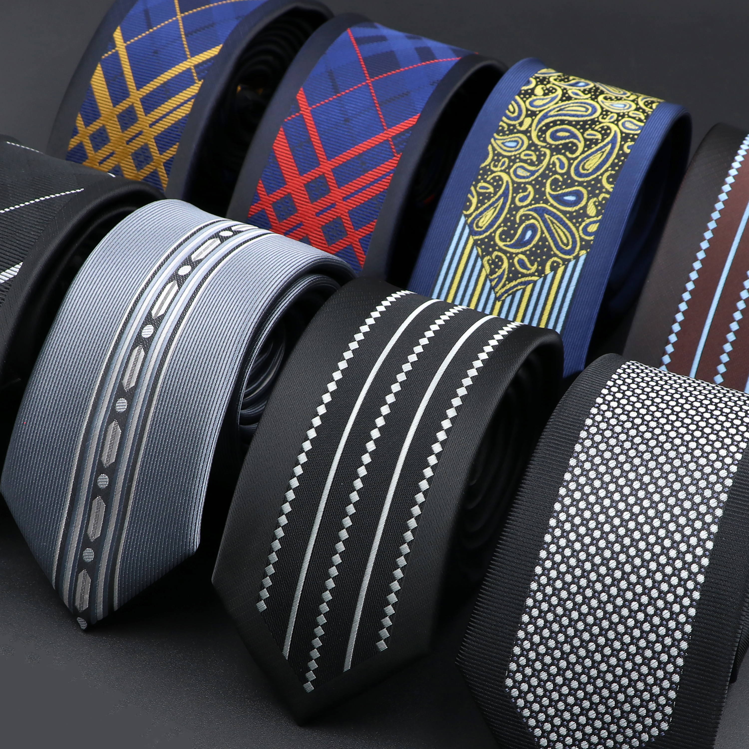 Skinny Tie Men - Mens 6cm Skinny Ties Black Blue