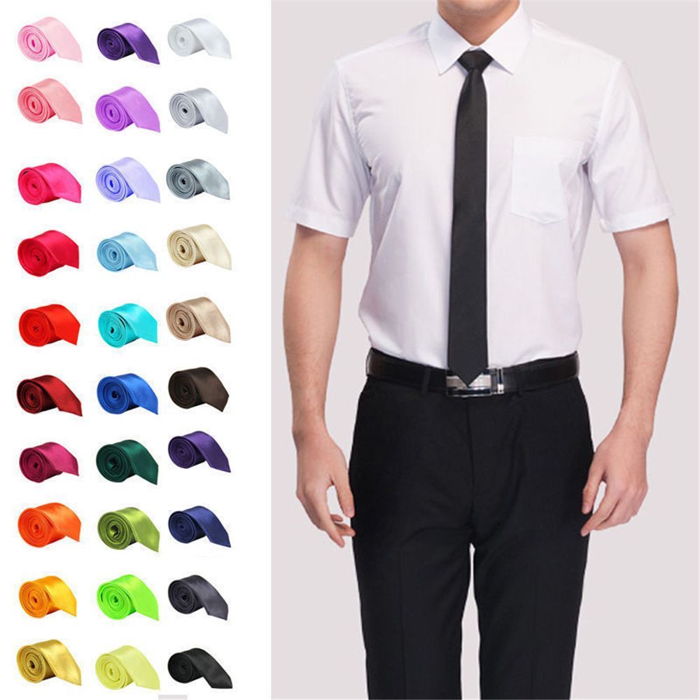Skinny Tie Men - Slim Skinny Solid Neck Necktie wedding