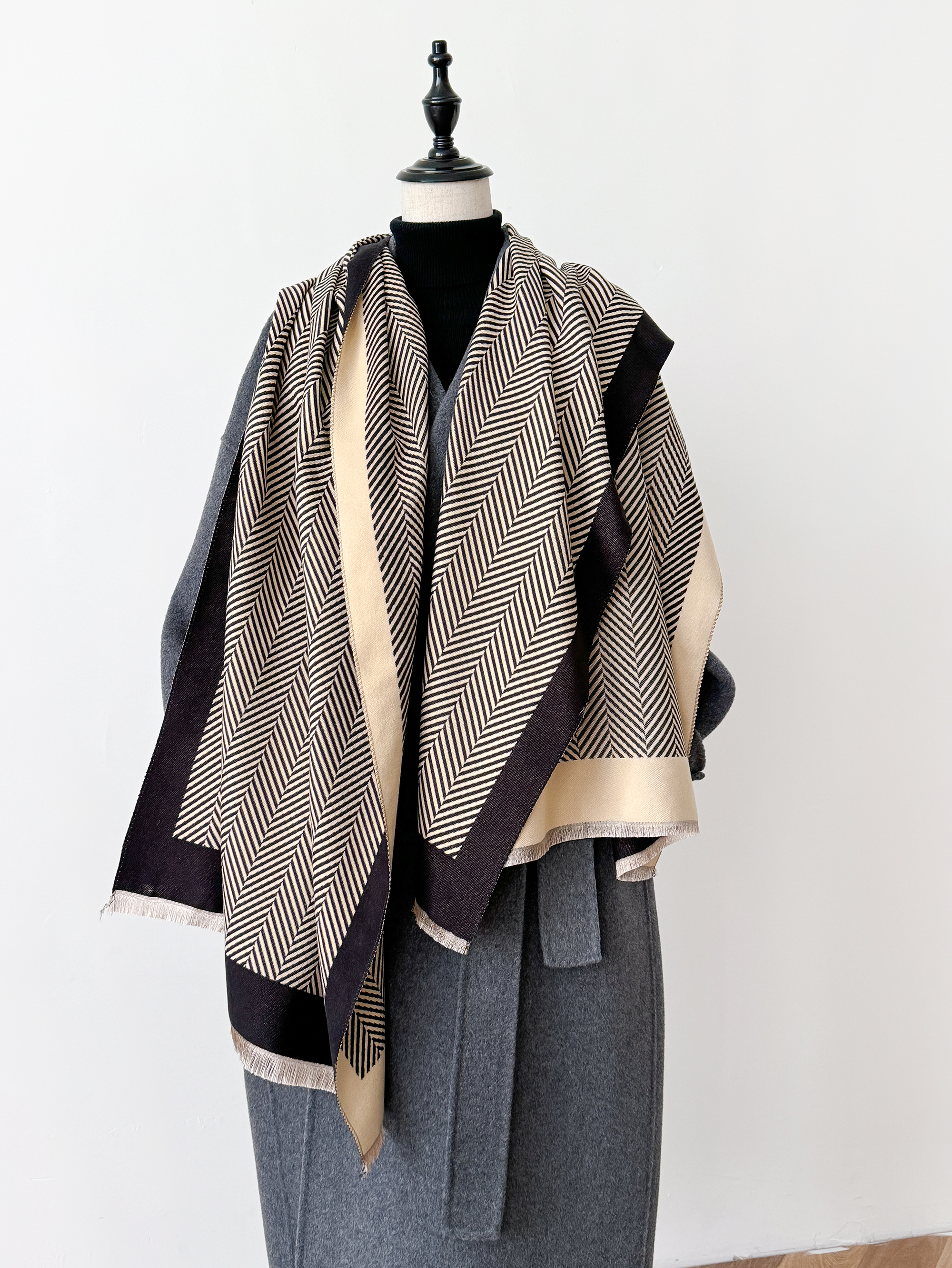 Woven Scarf Blanket - 2024 Winter Women Cashmere Scarf Thick