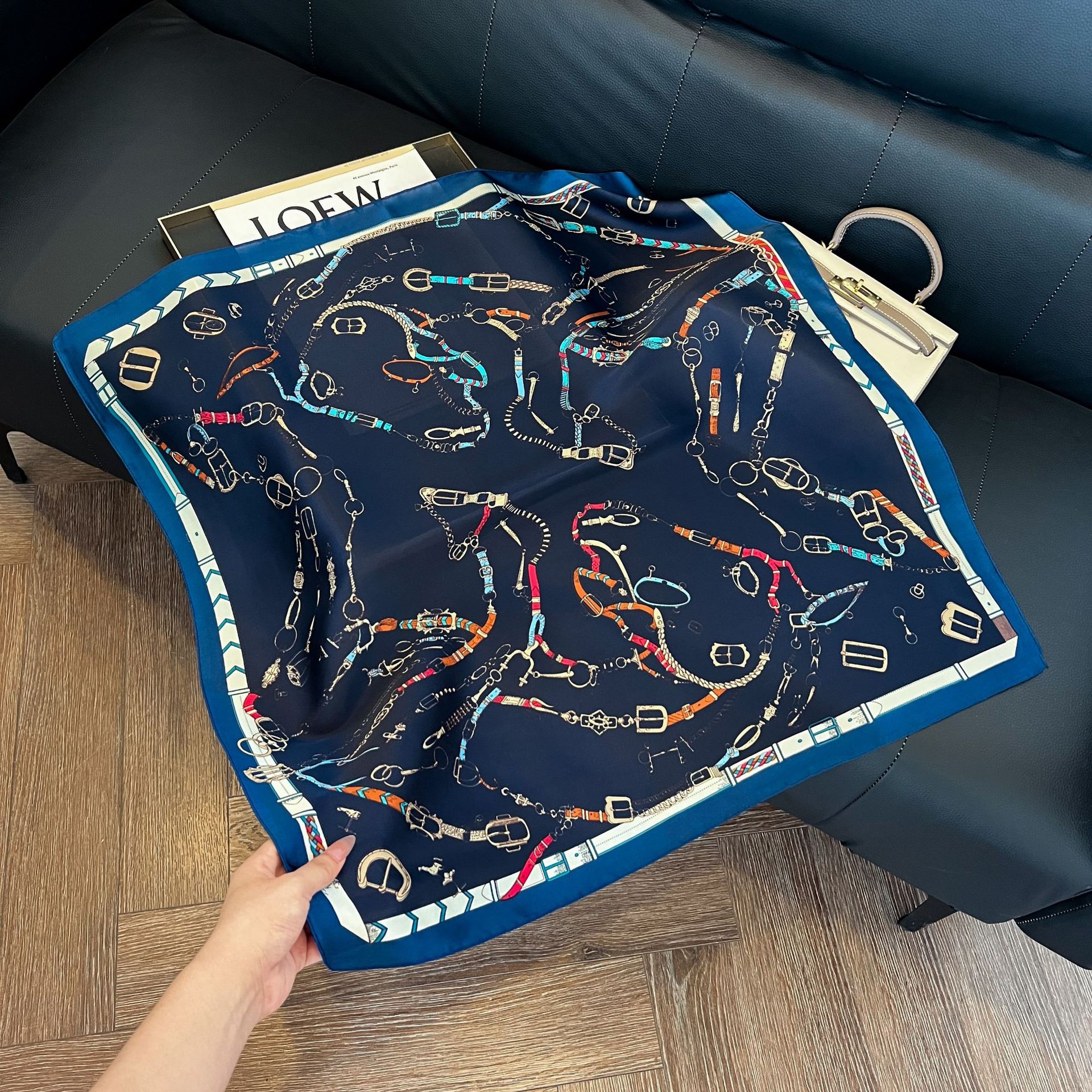 Scarf Silk Square - Luxury Brand Chain Print Small Square