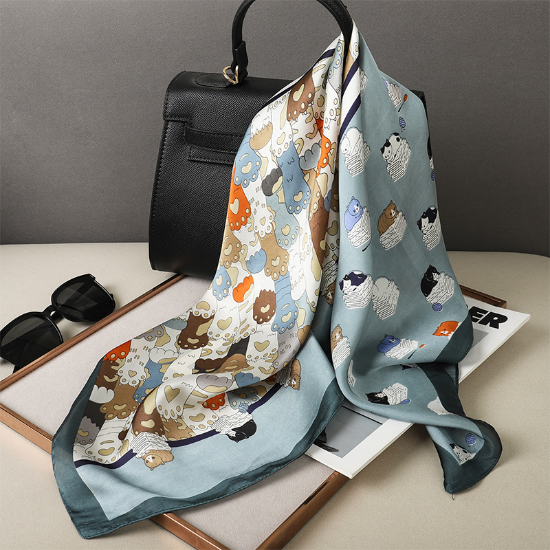 Scarf Silk Square - Luxury Silk Shawl Fat Cat Square