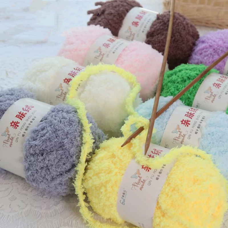 Woven Scarf Blanket - Chenille Plush Chunky Yarn for Knitting