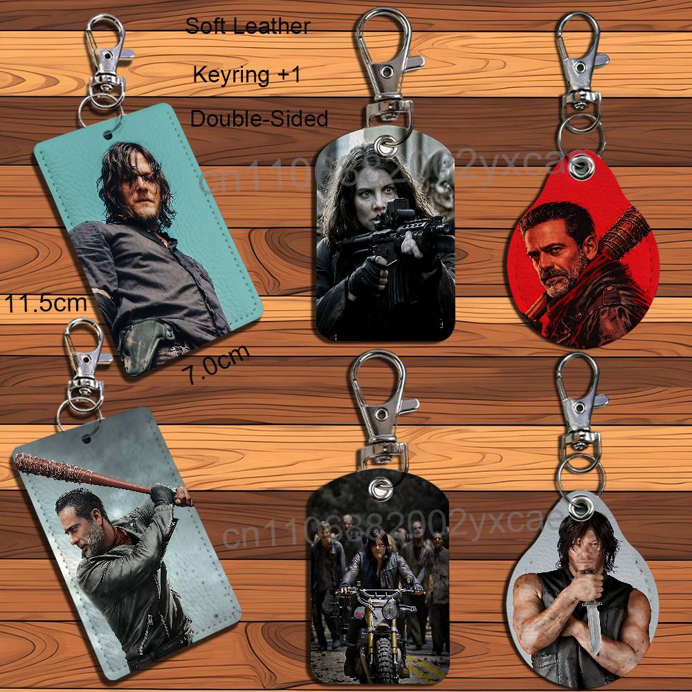 Lanyard Badge Holder - Negan Maggie Walking Dead Leather Keychain