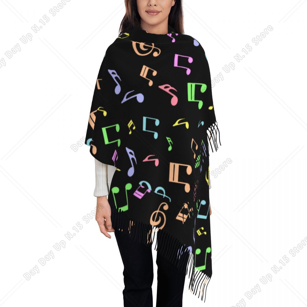 Cute And Colorful Music Notes  - Pashmina Wrap Large 评论和价格