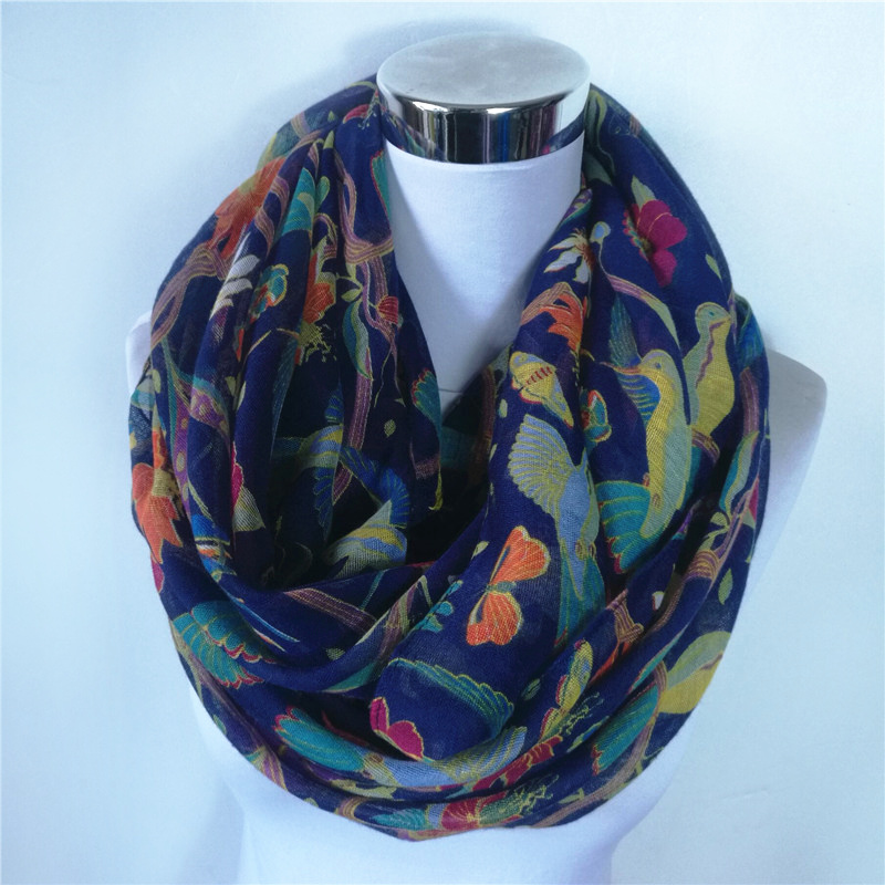 New Magpie Bird print Viscose  - Infinity Scarf Knit 评论和价格