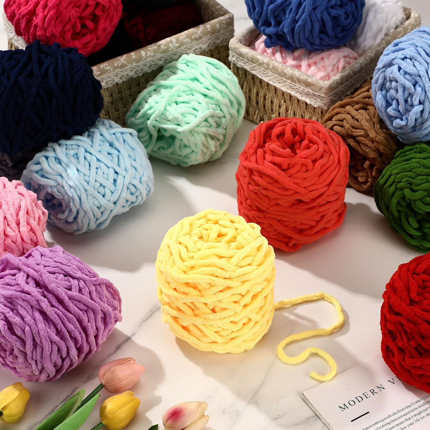 3PCS 300g Chenille Knitting Ya - Woven Scarf Blanket 评论和价格