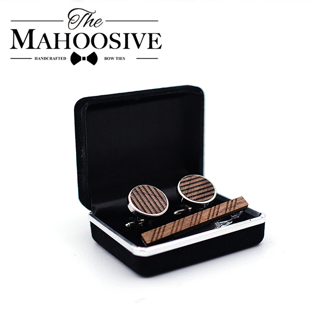 High Quality Wood Cuff links n - Tie Bar Set Gift 评论和价格