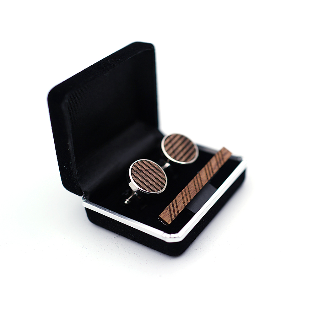 High Quality Wood Cuff links n - Tie Bar Set Gift 评论和价格