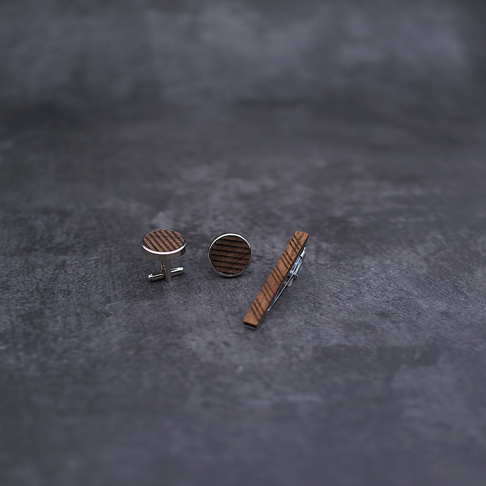 High Quality Wood Cuff links n - Tie Bar Set Gift 评论和价格