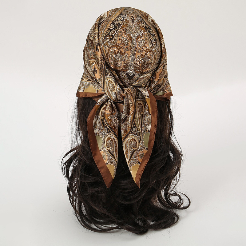 Bohemian Style Print Luxury Br - Silk Neck Scarf 评论和价格