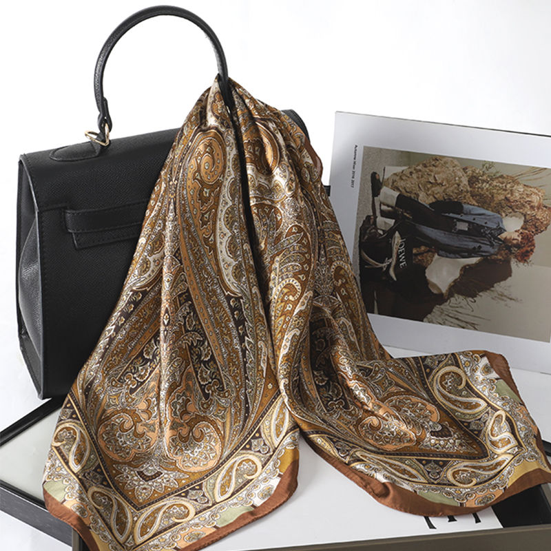 Bohemian Style Print Luxury Br - Silk Neck Scarf 评论和价格