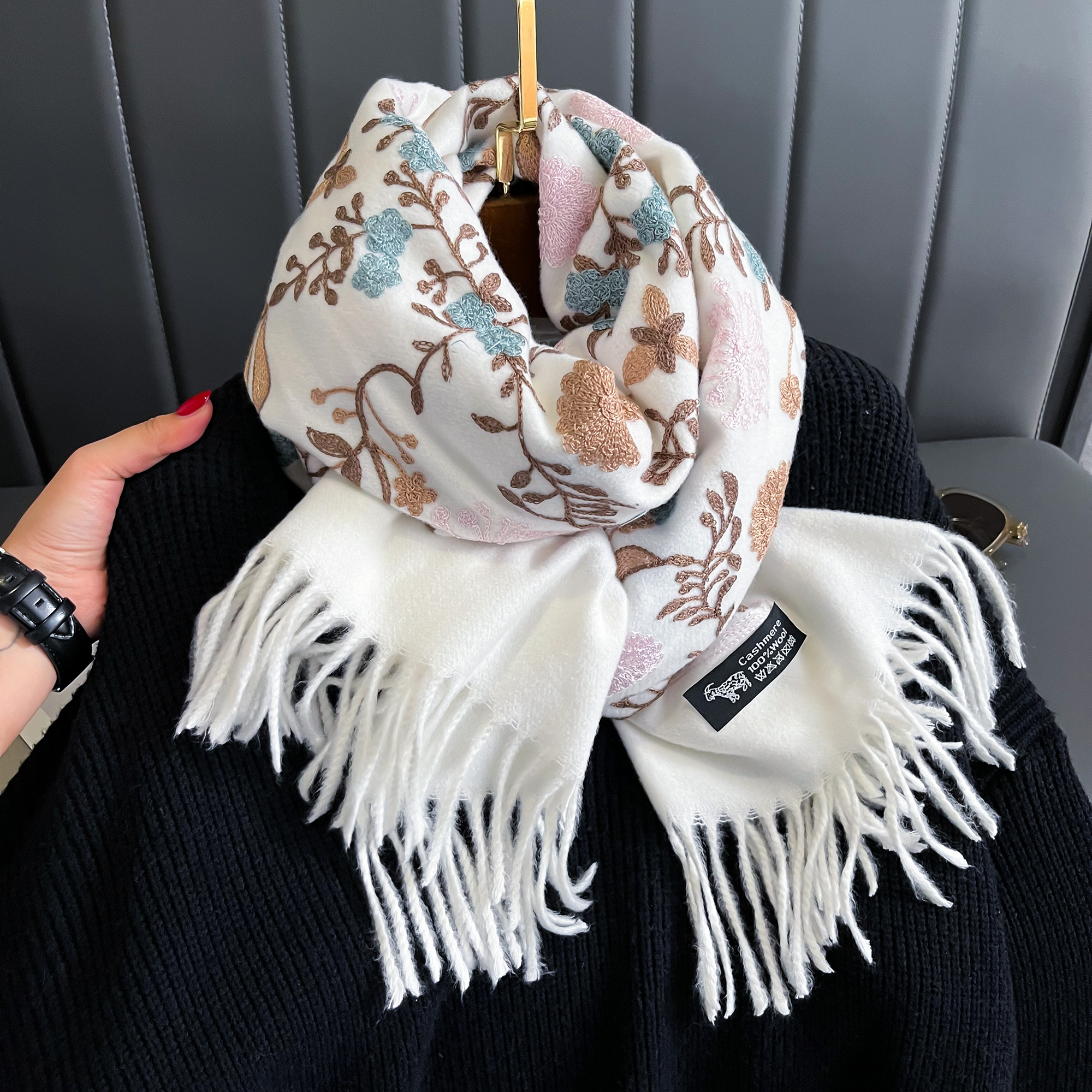 New Winter Warm Cashmere Scarf - Woven Scarf Blanket 评论和价格