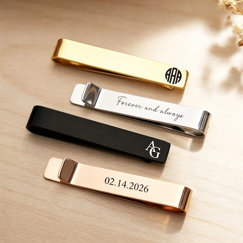 Stainless Steel Custom Engrave - Tie Clip Silver 评论和价格