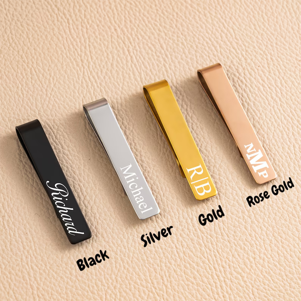 Stainless Steel Custom Engrave - Tie Clip Silver 评论和价格