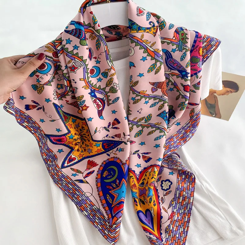 2024 90*90cm Square Scarf Twil - Bandana Cotton 评论和价格