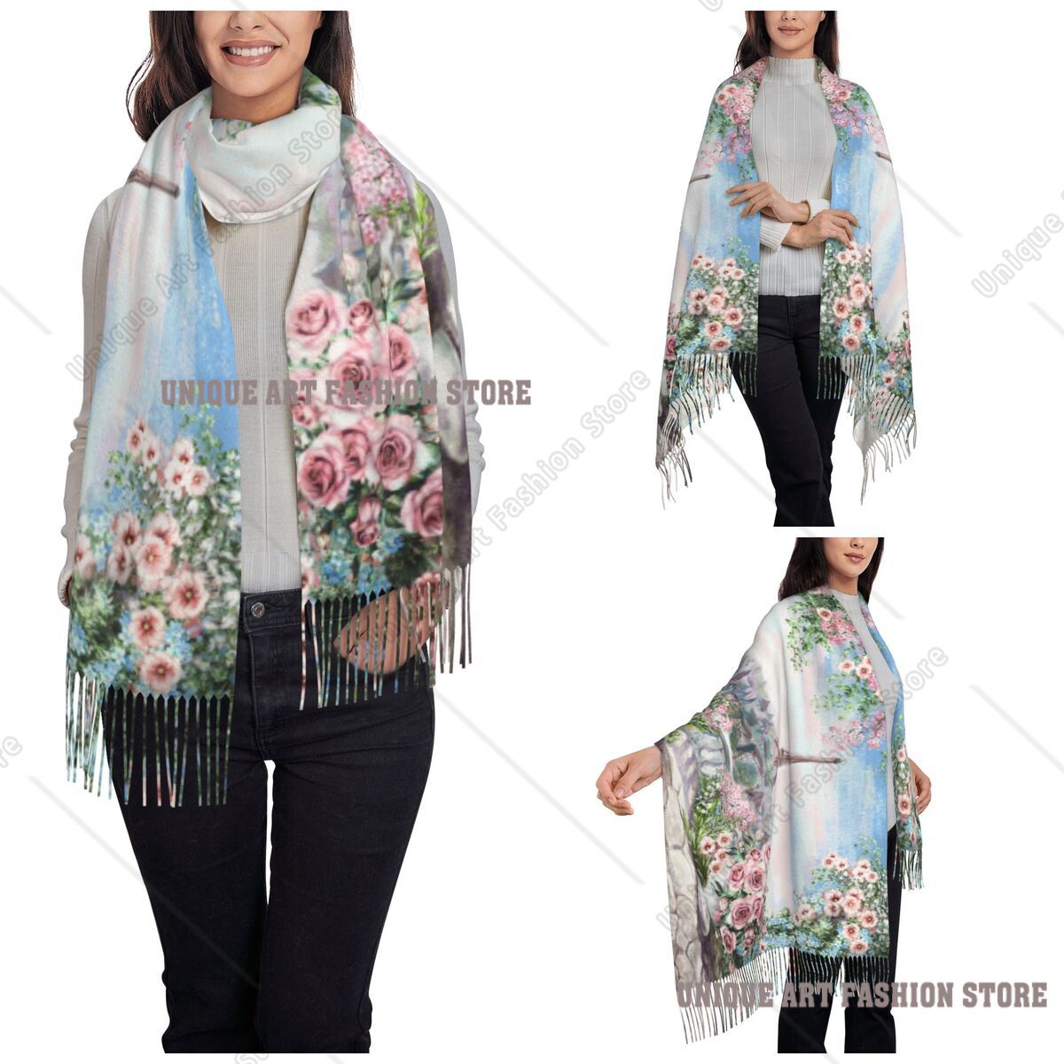 Oil Painting France Paris Eiff - Pashmina Wrap Large 评论和价格