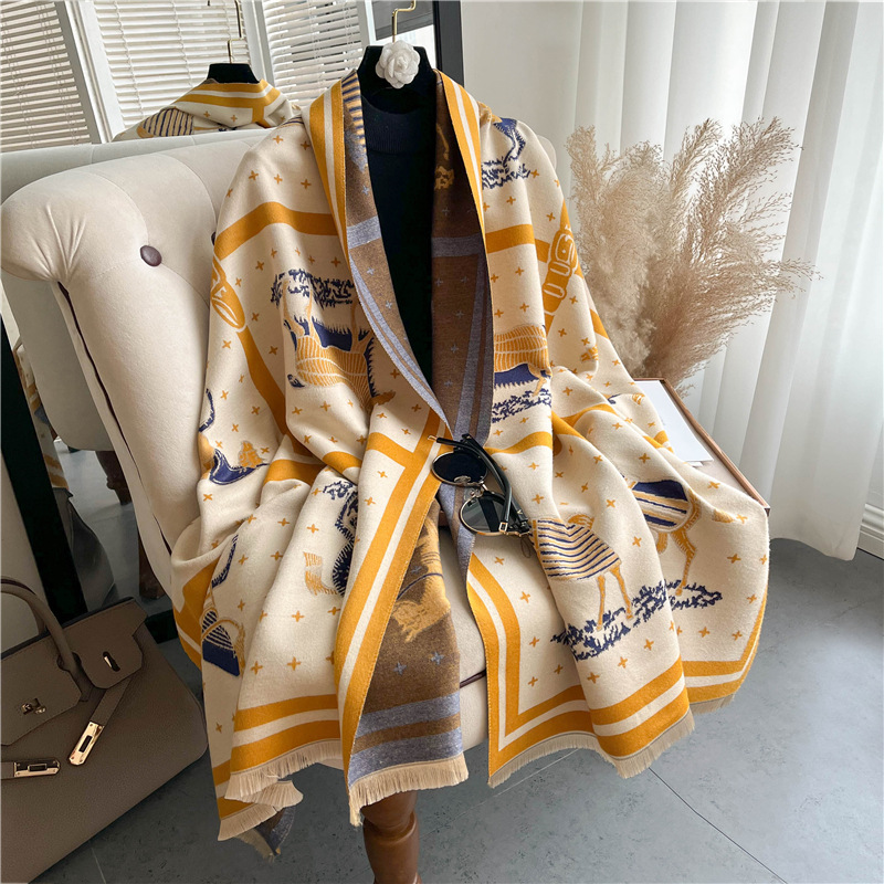 Luxury Horse Print Thick Cashm - Woven Scarf Blanket 评论和价格