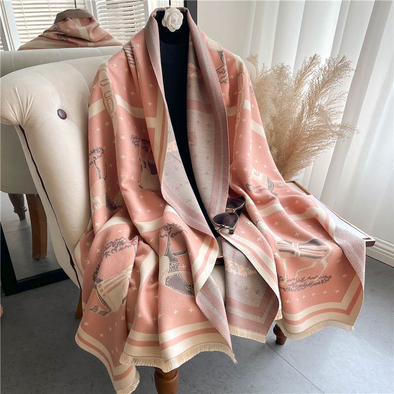 Luxury Horse Print Thick Cashm - Woven Scarf Blanket 评论和价格