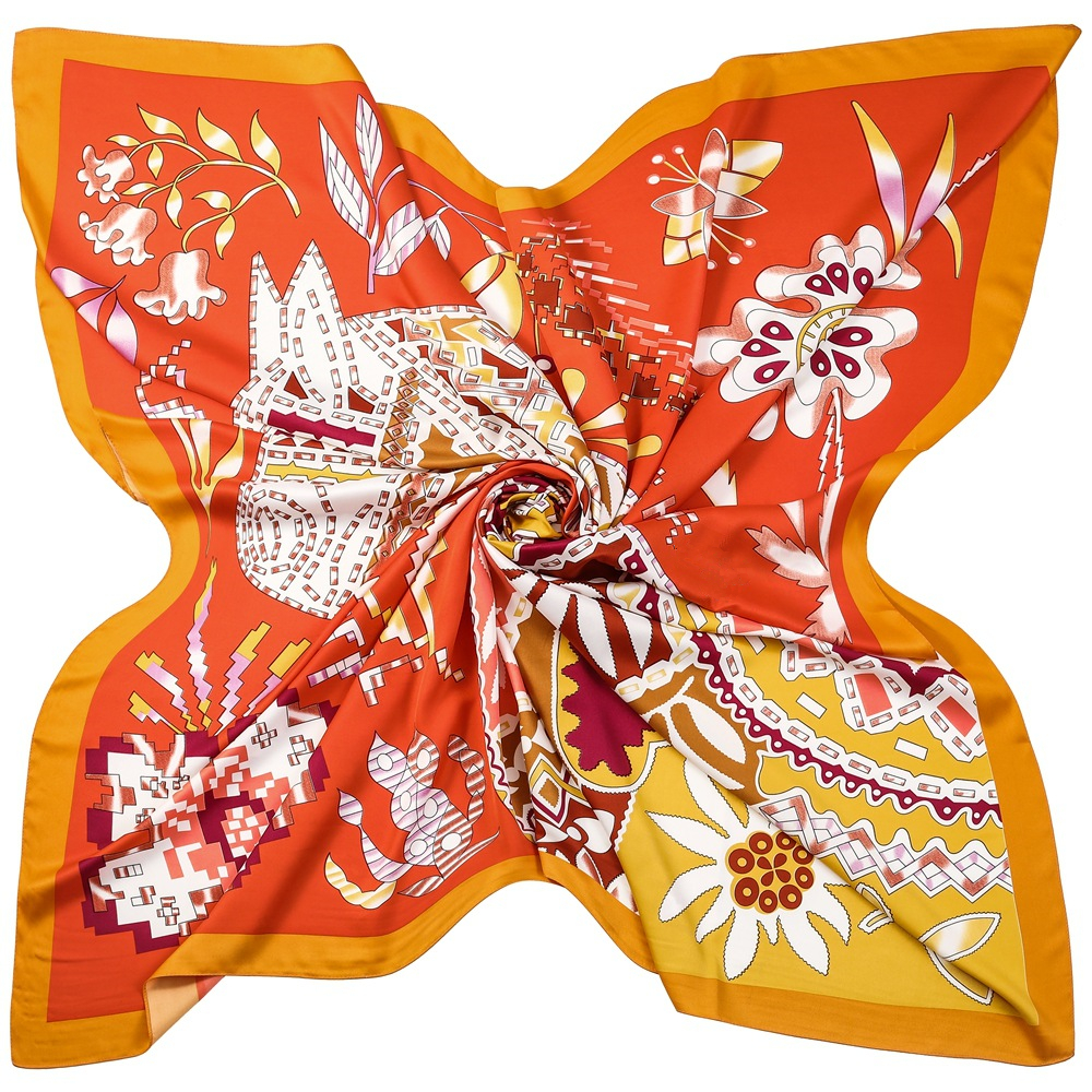 130cm Brand Women Scarves Desi - Scarf Silk Square 评论和价格
