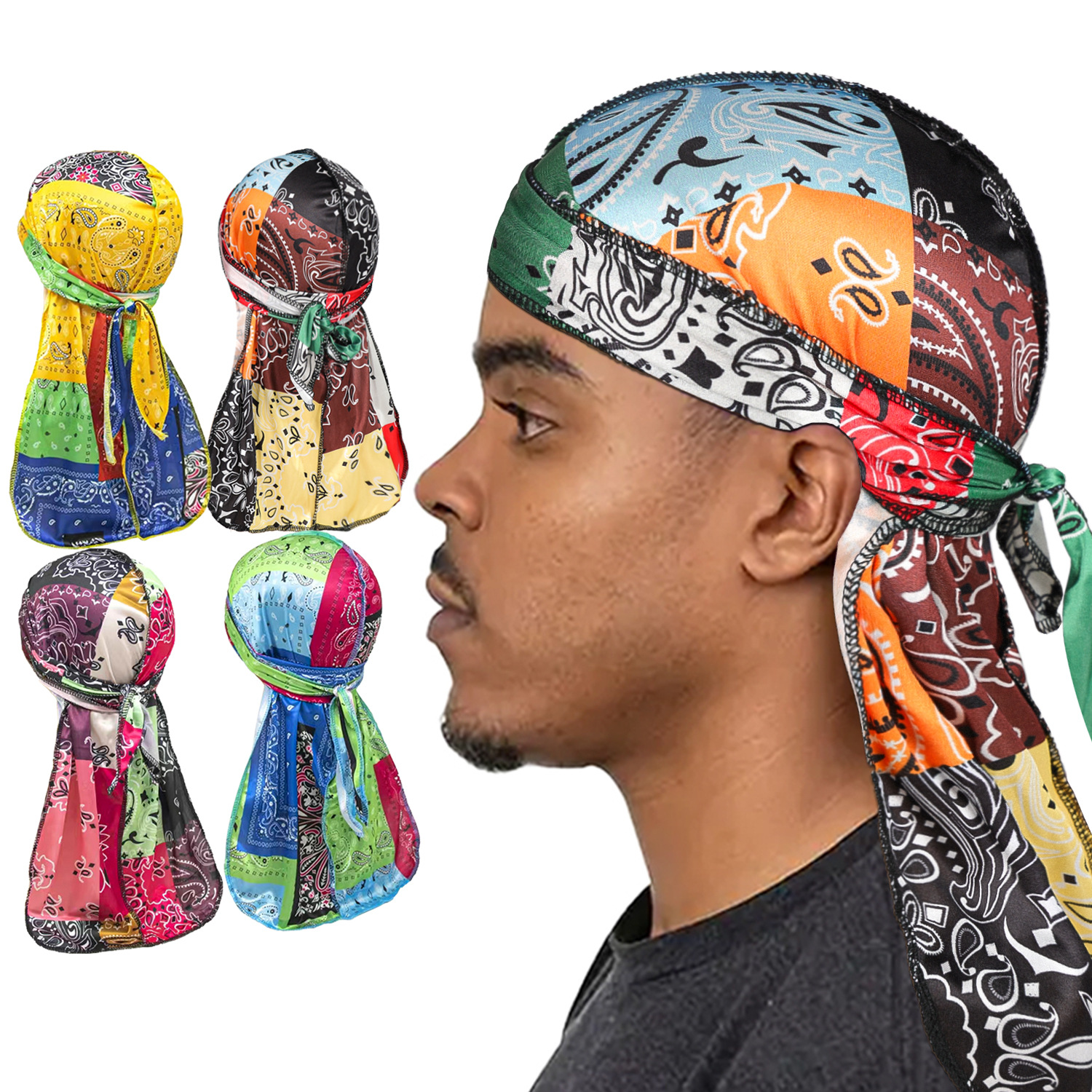 Paisley Printing Silky Durags  - Bandana Doo Rag 评论和价格