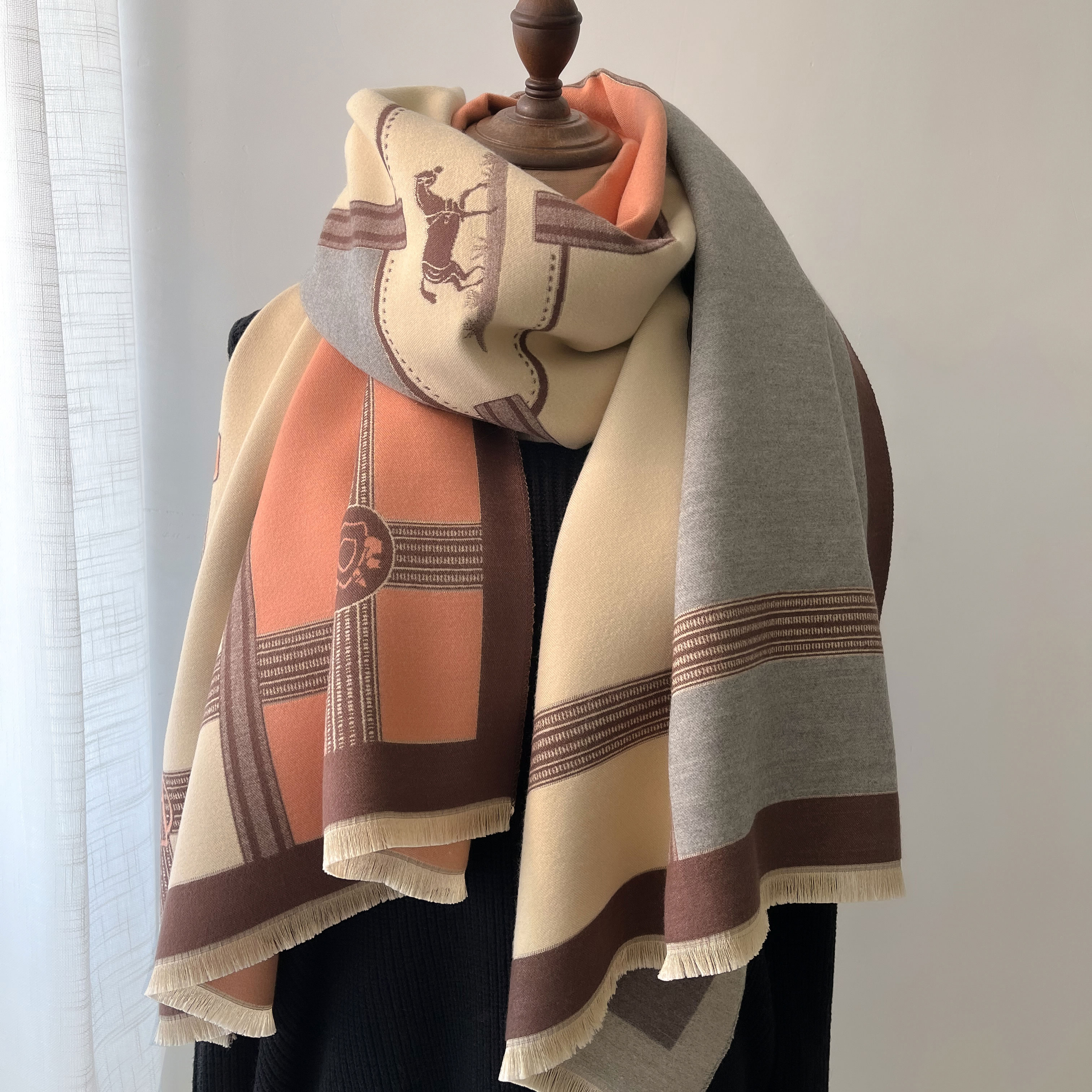 Winter Cashmere Scarf Women Lu - Woven Scarf Blanket 评论和价格