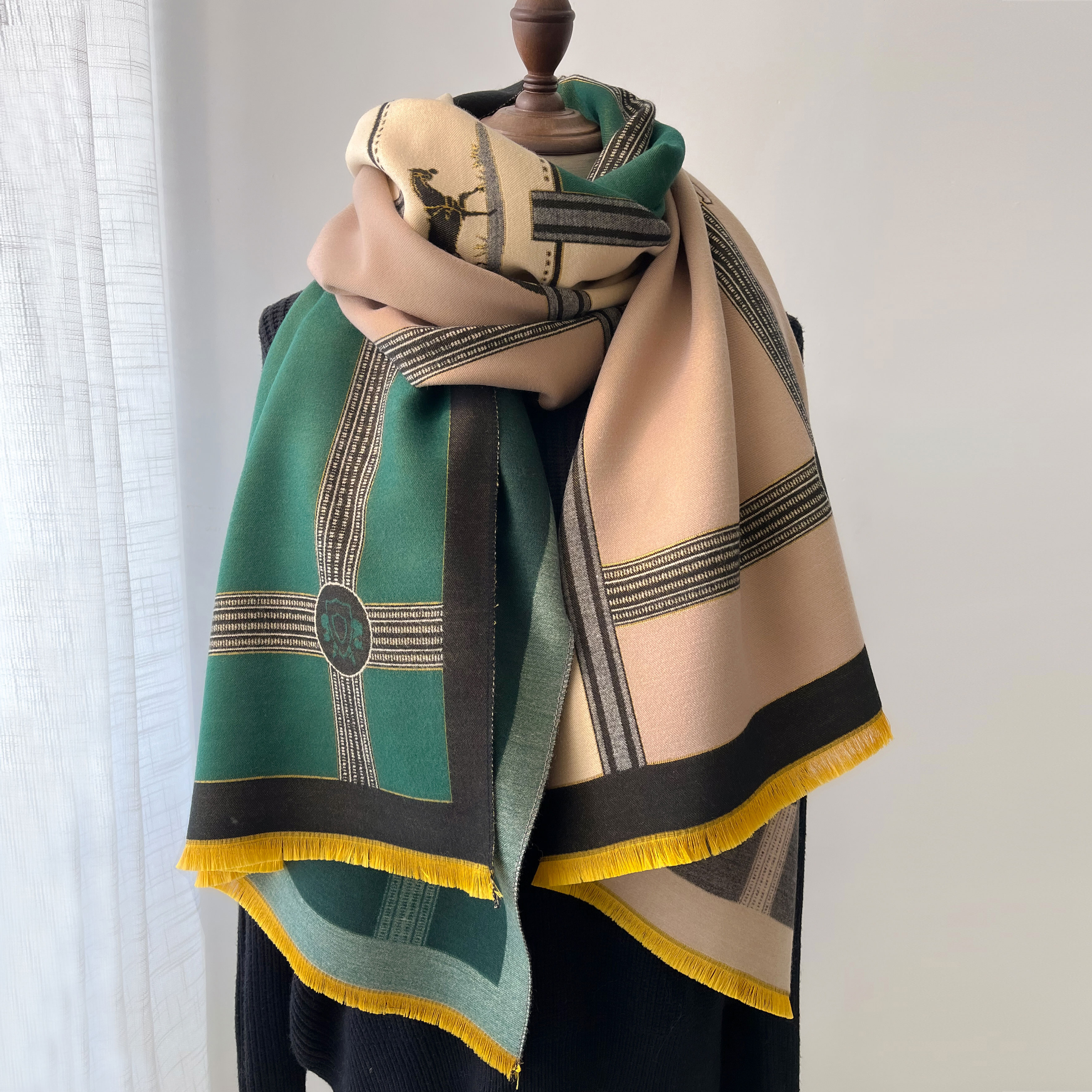 Winter Cashmere Scarf Women Lu - Woven Scarf Blanket 评论和价格
