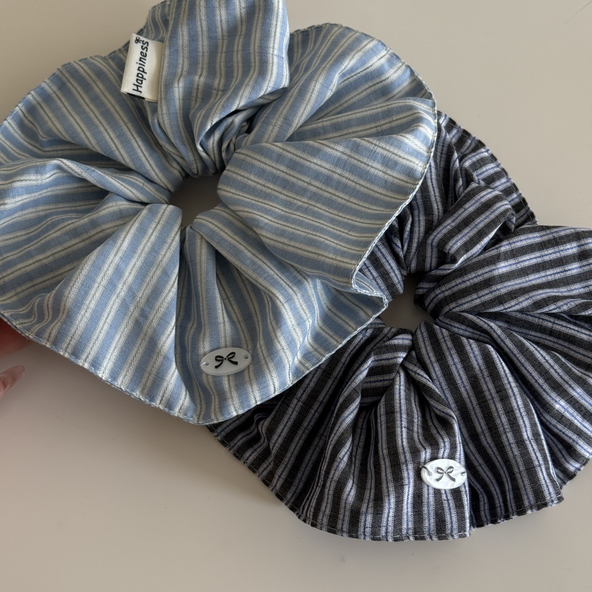 Blue Solid Color Silk Hair Ban - Silk Tie Striped 评论和价格