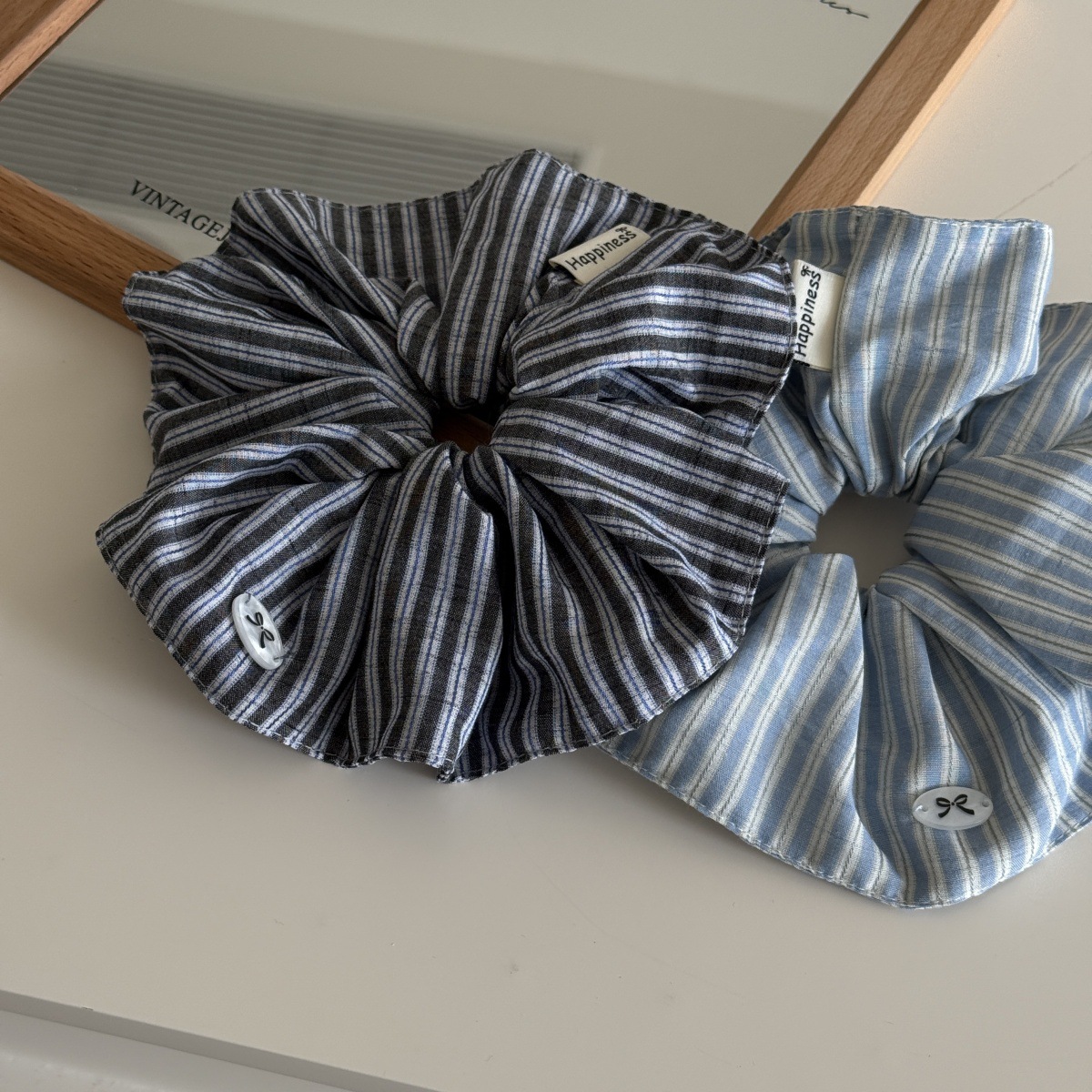 Blue Solid Color Silk Hair Ban - Silk Tie Striped 评论和价格