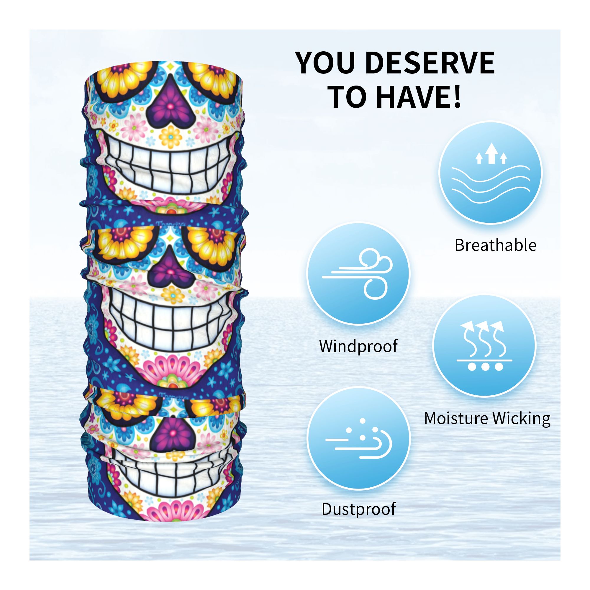 Custom Day Of The Dead Sugar S - Neck Warmer Tube 评论和价格