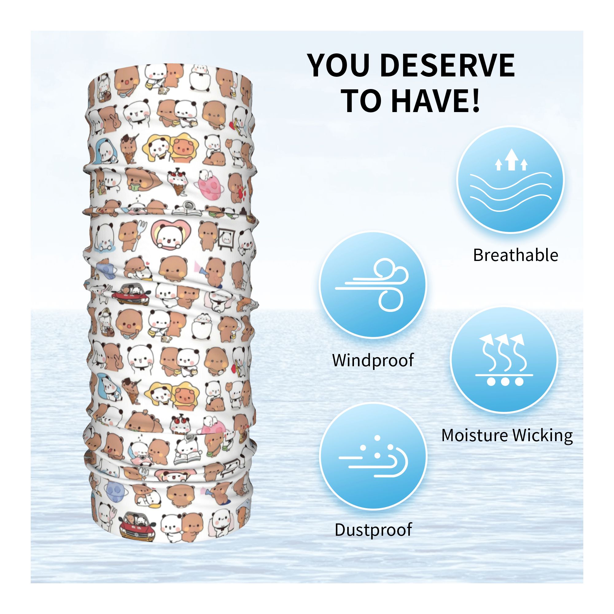 Custom Bear Cartoon Peach And  - Neck Warmer Tube 评论和价格