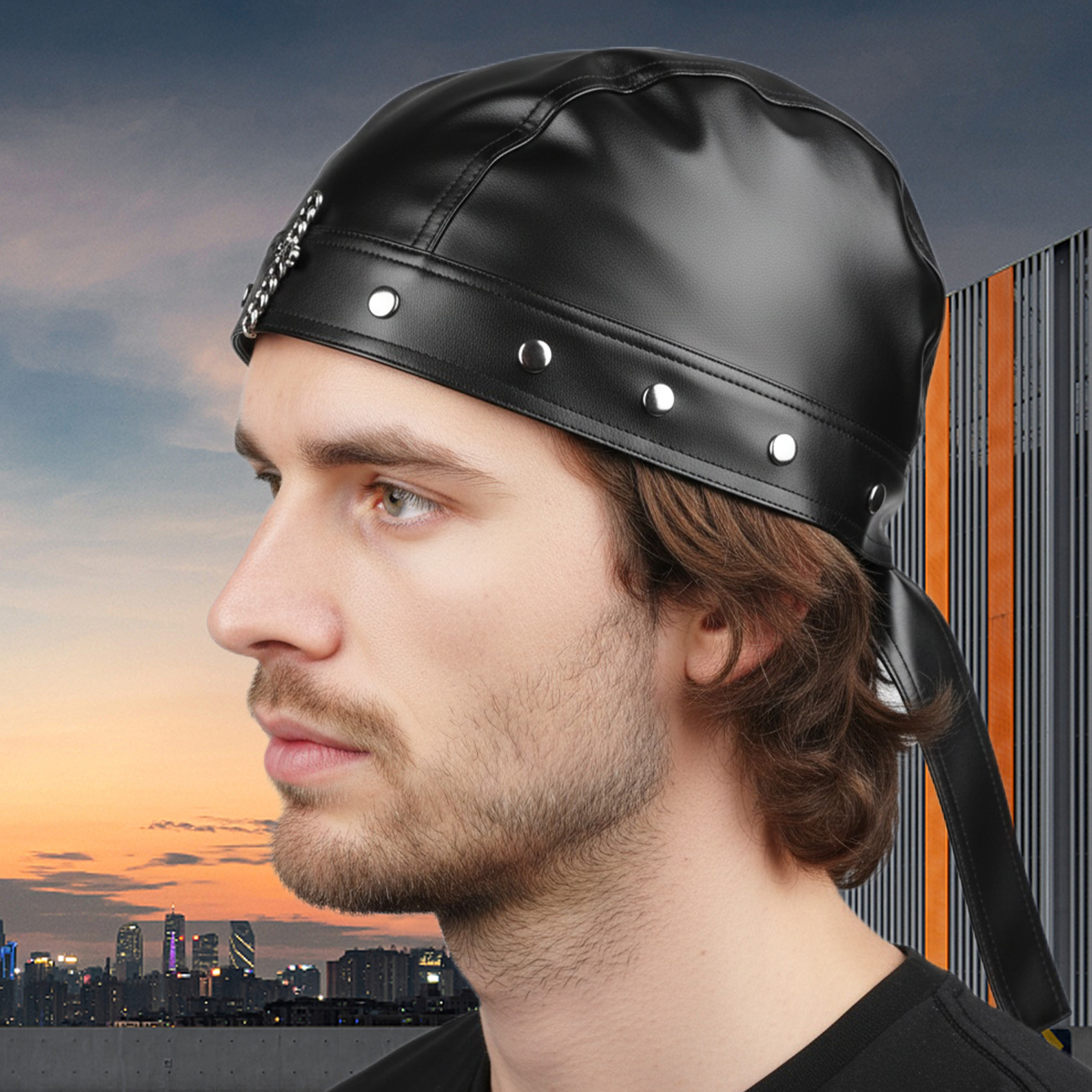 PU Leather Cycling Bandana Doo - Bandana Doo Rag 评论和价格