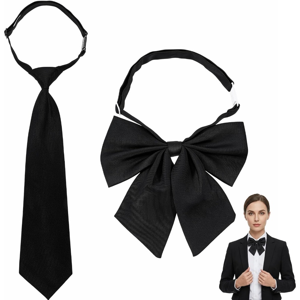 Black Bow Ties for Women, Larg - Bow Tie Pre Tied 评论和价格