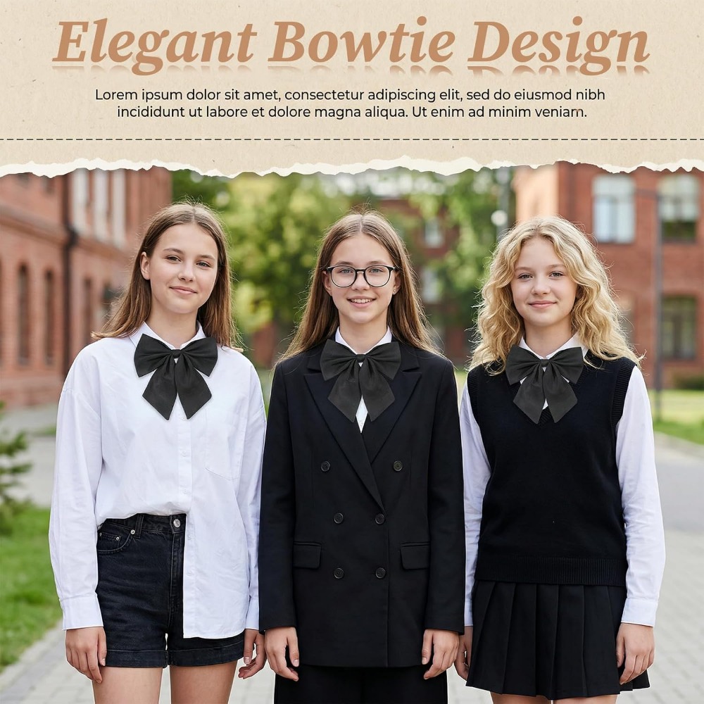 Black Bow Ties for Women, Larg - Bow Tie Pre Tied 评论和价格