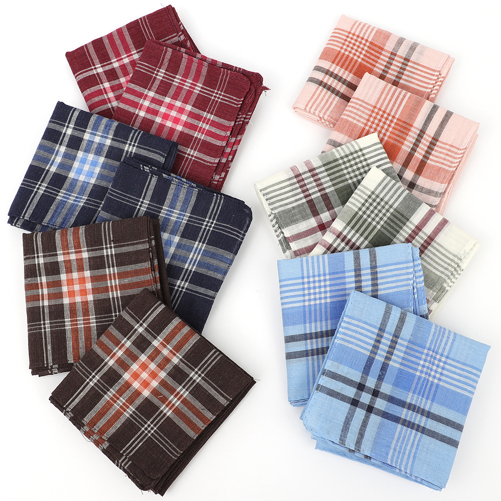 6pcs Men's Mixed Color Plaid S - Handkerchief Cotton Men 评论和价格