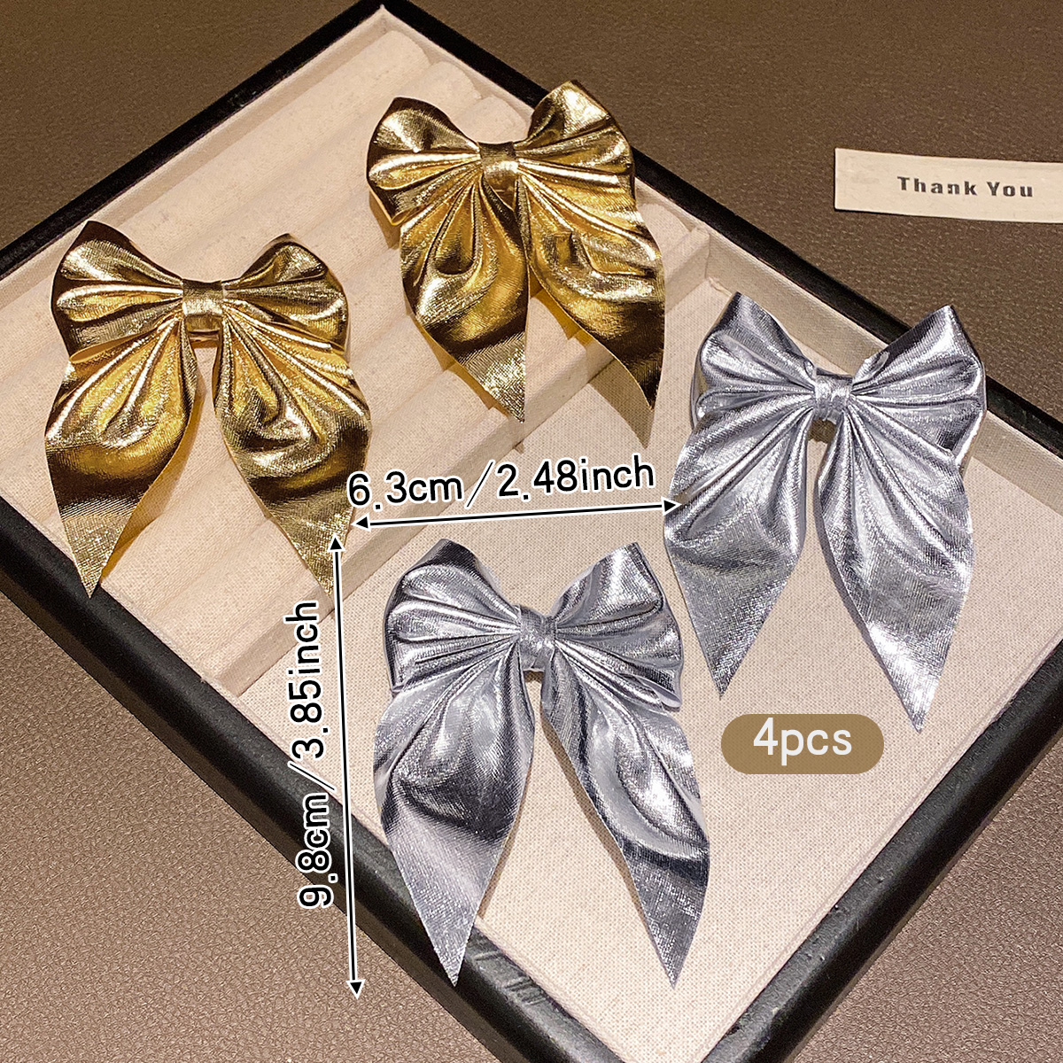 4 fashionable bow hair clips i - Tie Clip Silver 评论和价格