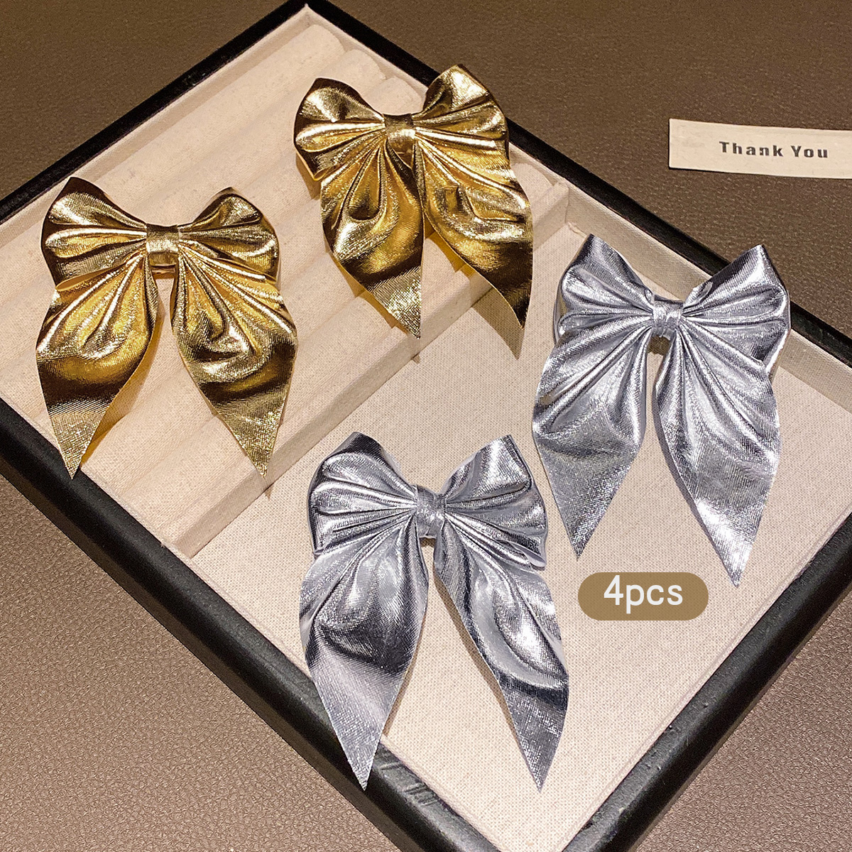 4 fashionable bow hair clips i - Tie Clip Silver 评论和价格