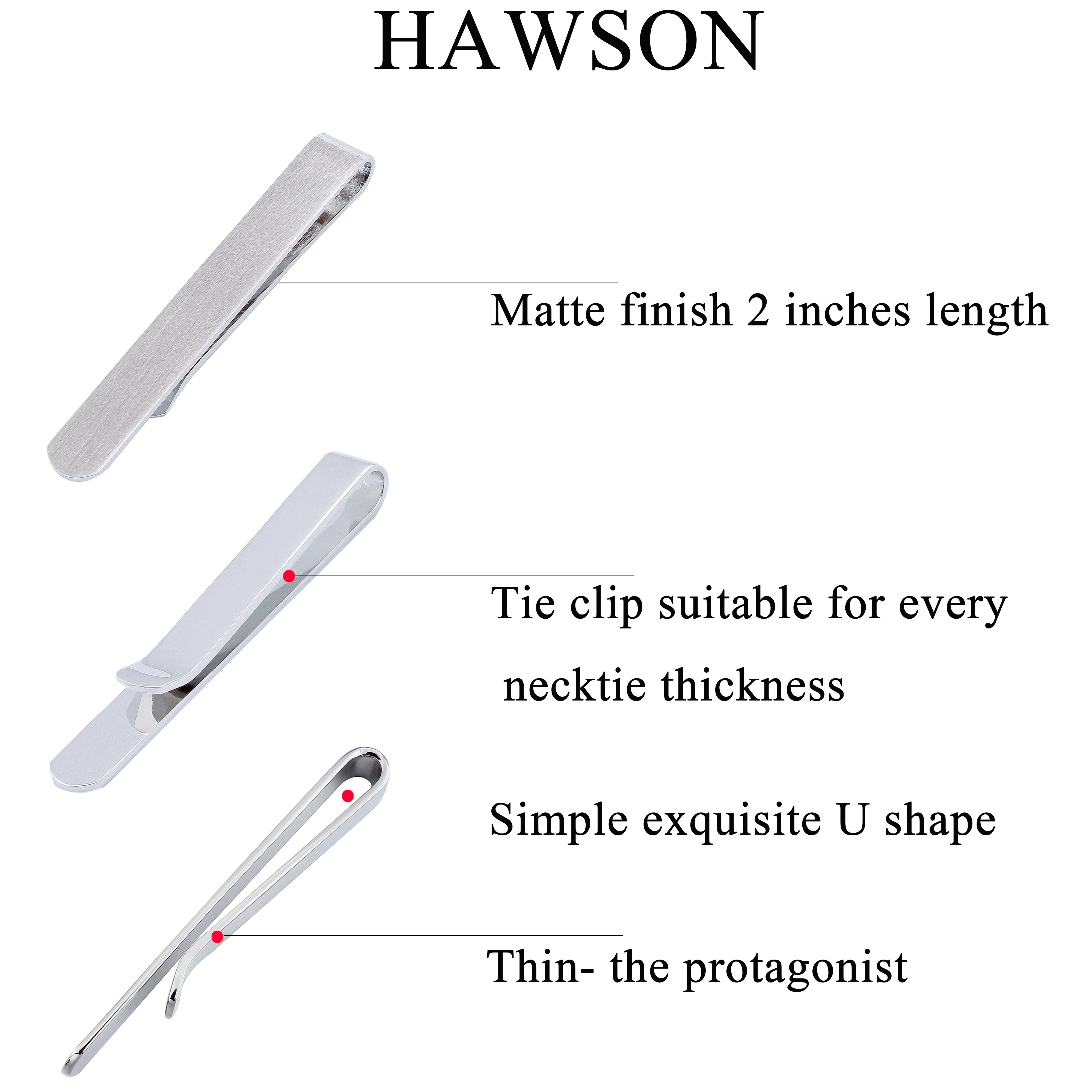 HAWSON 4pcs Skinny Tie Clip fo - Tie Bar Set Gift 评论和价格