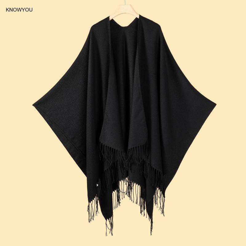 Solid Color Ponchos Men Women  - Muffler Men Wool 评论和价格
