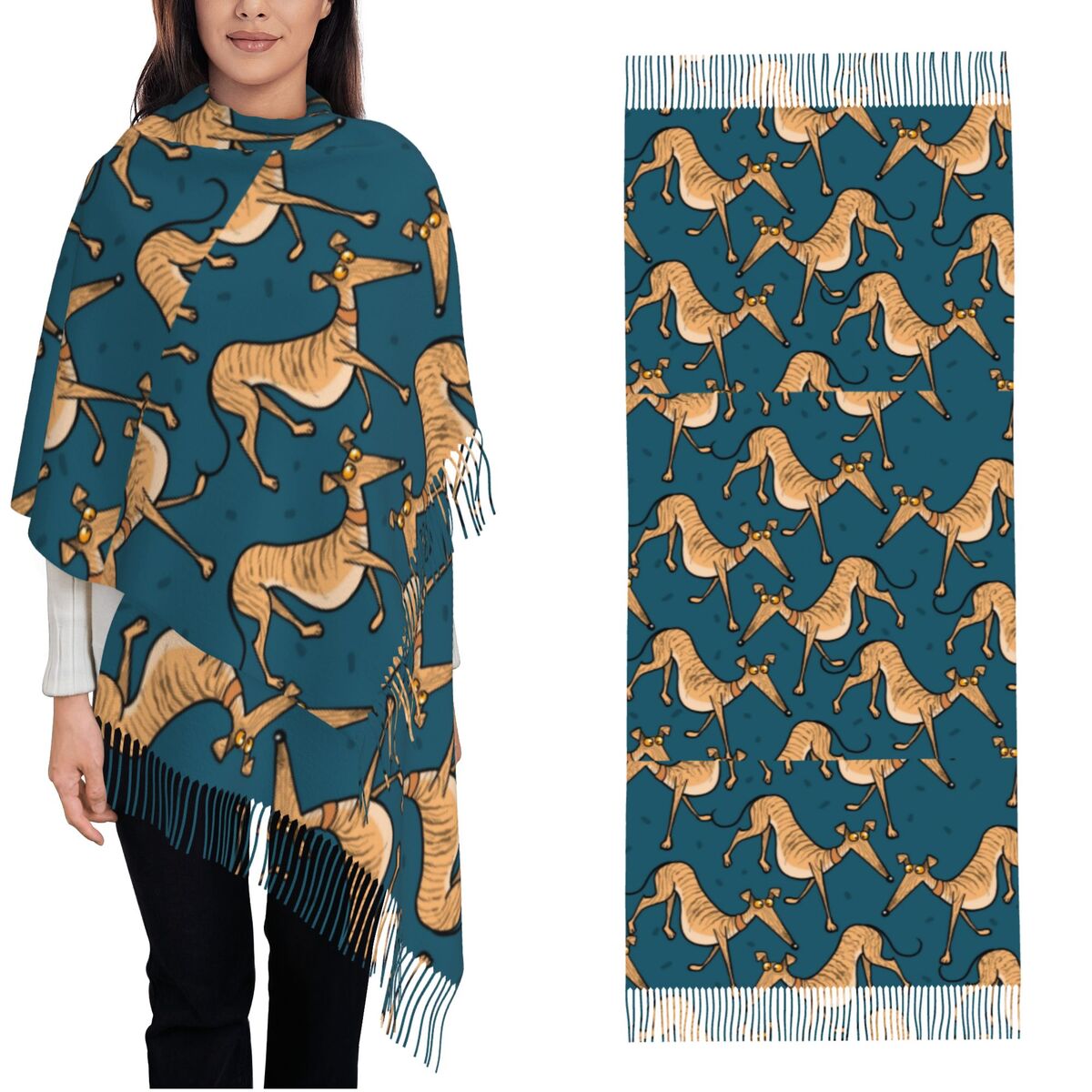 Greyhound Whippet Lurcher Dog  - Pashmina Wrap Large 评论和价格