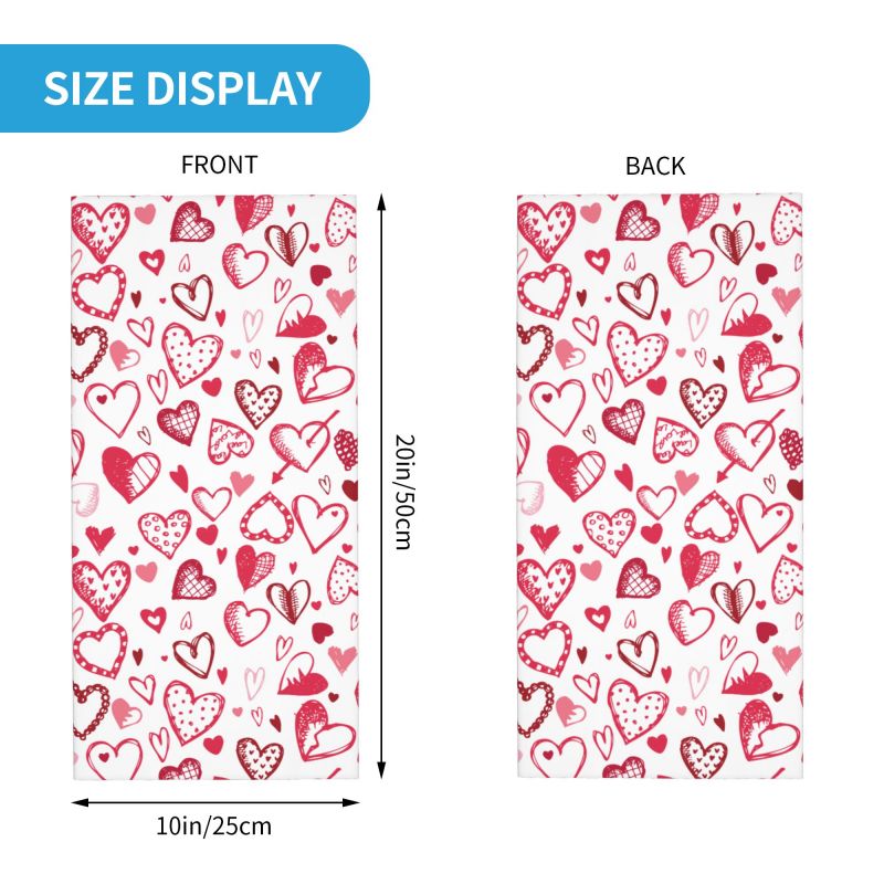 Pink Red Love Hearts Bandana N - Neck Warmer Tube 评论和价格